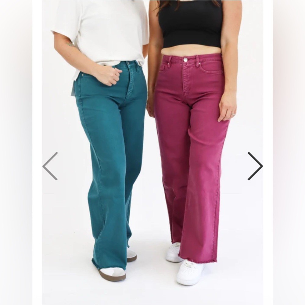 Tummy Control Wide Leg Jeans by RFM - Colored Denim - Teal / 15 NWT